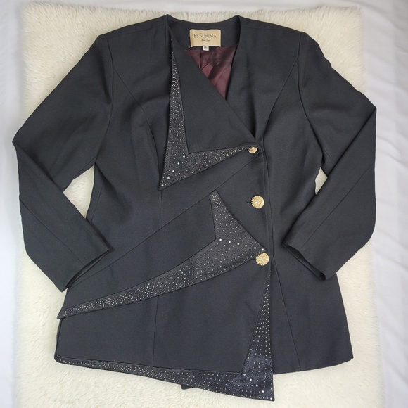 Vtg FiGurina Embellished Blazer Jacket Sz 16 - Picture 16 of 16